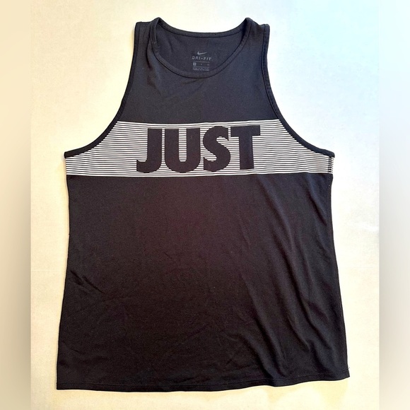 Nike Women’s Small Just Do It Dri-Fit Tank Top Black White Work Out Exercise - Picture 1 of 8